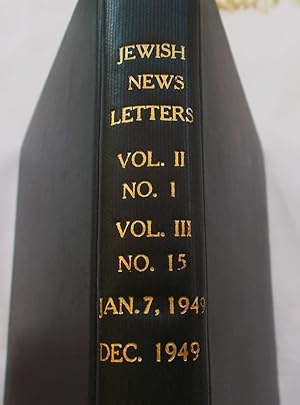 Seller image for Jewish Newsletter Bound Volume 1) 44 Issues Vols. II & III - 1949 2) 1 Issue Vol. 1 1948; 3) 6 News Releases 1949; 4) Typed & Signed Letter William Zukerman to Rabbi Dr. Elmer Berger, October 1, 1949 for sale by Bloomsbury Books