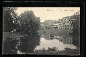 Ansichtskarte Düsseldorf, Teichpartie an der Hofgartenstrasse