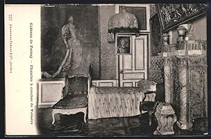 Carte postale Ferney, Chateau de Ferney, Chambre à coucher de Voltaire