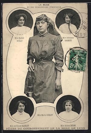 Carte postale Lens, Fetes du Couronnement de la Muse de Lens, La Muse et les Demoiselles d`Honneur