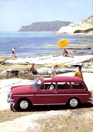 Bild des Verkufers fr Ansichtskarte / Postkarte Rotes Auto, Volkswagen, Strand zum Verkauf von akpool GmbH