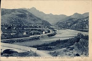 Ansichtskarte / Postkarte Albertville Savoie, Panorama, Tal, Brücke, Mont Charvin