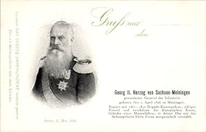 Ansichtskarte / Postkarte Herzog Georg II. von Sachsen Meiningen, General der Infanterie, Reklame...