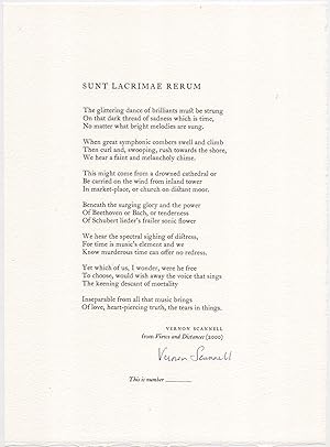 Sunt Lacrimae Rerum *SIGNED Poetry Broadside -Bibliographical curiosity*