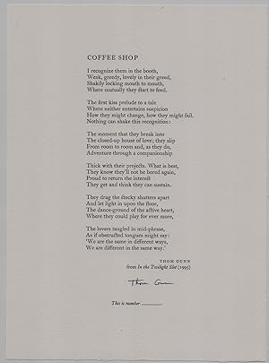 Coffee Shop *SIGNED Poetry Broadside - Bibliographical curiosity*