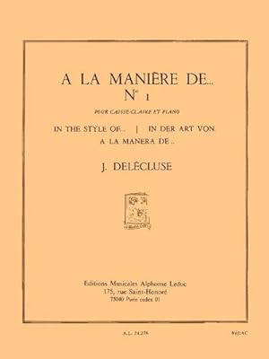 Bild des Verkufers fr A la manire de.no.1pour caisse-claire et piano zum Verkauf von AHA-BUCH GmbH