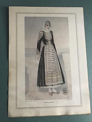 Megara Woman -Traditional Greek Woman's Costume vintage print