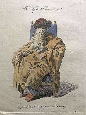 Habit of a Sclavonian (antique hand colored engraving)