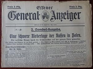 Essener General-Anzeiger. 2. (Sonder)-Ausgabe. 26. August 1914. Schlagzeile: Eine schwere Niederl...