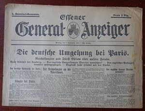 Essener General-Anzeiger. 2. (Sonder)-Ausgabe. 7. September 1914. Schlagzeile: Die deutsche Umgeh...