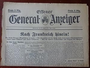 Essener General-Anzeiger. 27. August 1914. Schlagzeile: Nach Frankreich hinein !