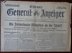 Essener General-Anzeiger. 2. (Sonder)-Ausgabe. 4. Oktober 1914. Schlagzeile: Ein Dreiverbands-Ult...