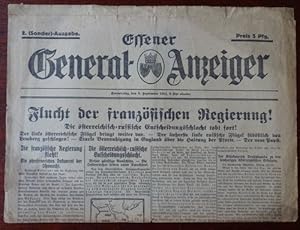 Essener General-Anzeiger. 2. (Sonder)-Ausgabe. 3. September 1914. Schlagzeile: Flucht der französ...