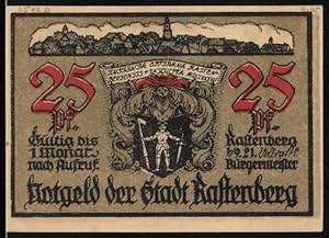 Image du vendeur pour Notgeld Rastenberg (Thr.) 1921, 25 Pfennig, Wappen, Aufgang zum Friedhof mis en vente par Bartko-Reher