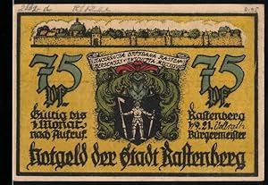 Image du vendeur pour Notgeld Rastenberg (Thr.) 1921, 75 Pfennig, Wappen, Ansicht aus dem Jahre 1646 mis en vente par Bartko-Reher