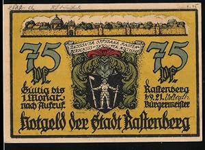 Image du vendeur pour Notgeld Rastenberg (Thr.) 1921, 75 Pfennig, Wappen, Die Rastenburg 1321 mis en vente par Bartko-Reher