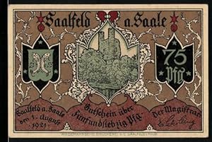 Bild des Verkufers fr Notgeld Saalfeld a. Saale 1921, 75 Pfennig, Hoher Schwarm und Wappen, Sturm auf das Benediktiner Kloster zum Verkauf von Bartko-Reher