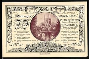 Bild des Verkufers fr Notgeld Leuchtenburg a. d. Saale 1921, 75 Pfennig, Die Sorbenburg Hoher Schwarm-Saalfeld und Wappen zum Verkauf von Bartko-Reher