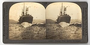 Stereo-Fotografie Keystone View Co., Meadville, Ansicht Spitzbergen, Floating Whalte Station, Wal...