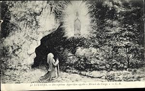 Ansichtskarte / Postkarte Lourdes Hautes Pyrénées, Miracle du Cierge, Marienerscheinung