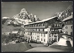 Cartolina Corvara /Val Badia, Hotel Posta Zirm im Schnee, Dolomiten