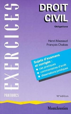 Seller image for Droit civil Tome II ; Obligations 10e ?dition - Henri Mazeaud for sale by Book Hmisphres