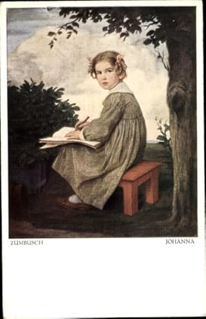 Künstler Ansichtskarte / Postkarte von Zumbusch, Ludwig, Johanna, Mädchen beim Schreiben, Kinderp...