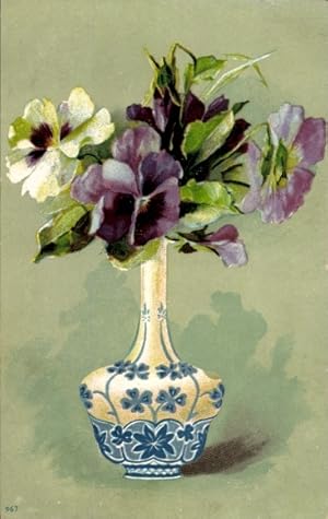 Ansichtskarte / Postkarte Stiefmütterchen in der Blumenvase