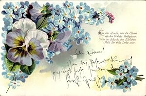 Litho Stiefmütterchen, Vergissmeinnicht, Wie die Quelle, wie die Blume.