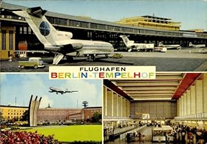 Ansichtskarte / Postkarte Berlin Tempelhof, Flughafen, Platz der Luftbrücke, Halle, Passagierflug...