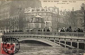 Ansichtskarte / Postkarte Paris V, Pont Sully, Die große Seineflut am 27. Januar 1910