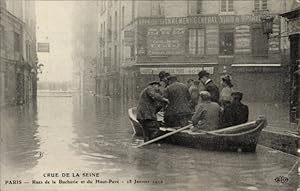 Ansichtskarte / Postkarte Paris V, Rue de la Bucherie, Rue du Haut Pavé, Die große Seineflut am 2...