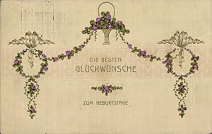 Ansichtskarte / Postkarte Glückwunsch Geburtstag, Blumenranken