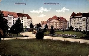 Ansichtskarte / Postkarte Berlin Charlottenburg, Partie am Reichskanzlerplatz, Gartenanlage