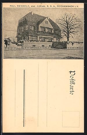 Bild des Verkufers fr Ansichtskarte Reichenbach / Vogtland, Wohnhaus Architekt Paul Reinhold zum Verkauf von Bartko-Reher