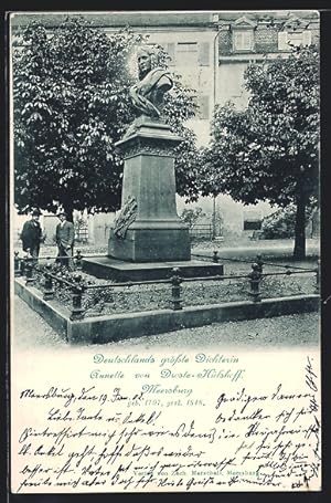 Bild des Verkufers fr Ansichtskarte Meersburg am Bodensee, Denkmal Annette v. Droste-Hlshoff zum Verkauf von Bartko-Reher
