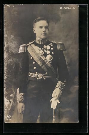 Ansichtskarte D. Manoel II. von Portugal in Uniform