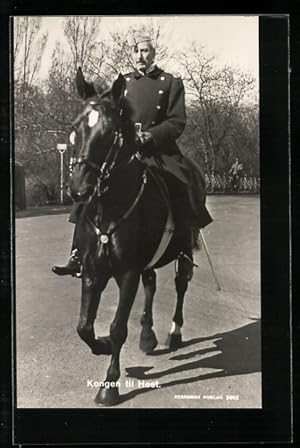 Ansichtskarte König Christian X. von Dänemark hoch zu Ross