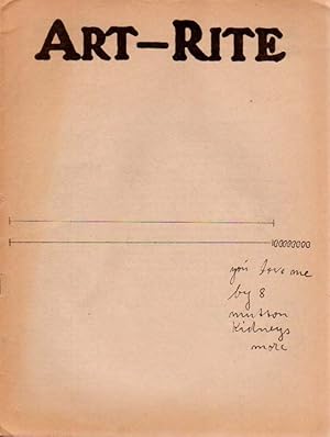 Art-Rite. Issue No. Ten, Fall 1975. Cover: Joseph Beuys. Guest Editor: John Howell. Editors: Edit...