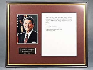 Ronald Reagan *SIGNED* "Mistrust" Between Nations U.N. General Assembly