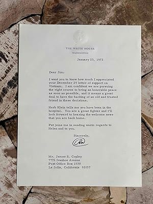 Richard Nixon **Signed** Document "Letter of Support on Vietnam"