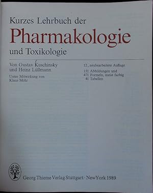 Bild des Verkufers fr Kurzes Lehrbuch der Pharmakologie und Toxikologie. zum Verkauf von Antiquariat Bookfarm