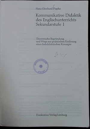 Bild des Verkufers fr Kommunikative Didaktik des Englischunterrichts Sekundarstufe I. zum Verkauf von Antiquariat Bookfarm