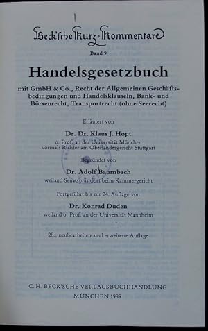 Imagen del vendedor de Handelsgesetzbuch. a la venta por Antiquariat Bookfarm