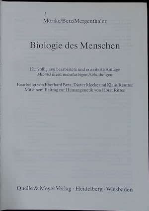 Bild des Verkufers fr Biologie des Menschen. zum Verkauf von Antiquariat Bookfarm