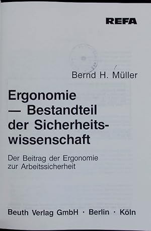 Imagen del vendedor de Ergonomie - Bestandteil der Sicherheitswissenschaft. a la venta por Antiquariat Bookfarm