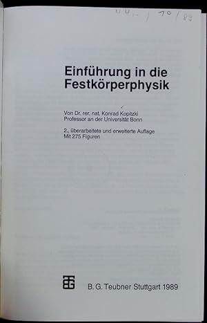 Seller image for Einfhrung in die Festkrperphysik. for sale by Antiquariat Bookfarm