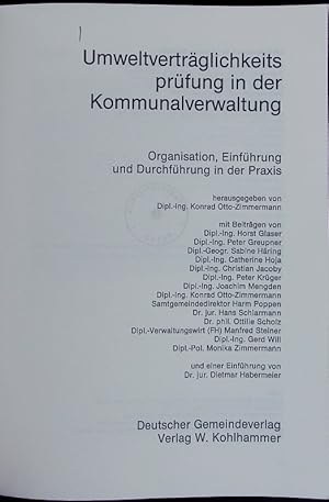 Bild des Verkufers fr Umweltvertrglichkeitsprfung in der Kommunalverwaltung. zum Verkauf von Antiquariat Bookfarm