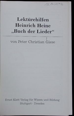 Bild des Verkufers fr Lektrehilfen Heinrich Heine Buch der Lieder. zum Verkauf von Antiquariat Bookfarm