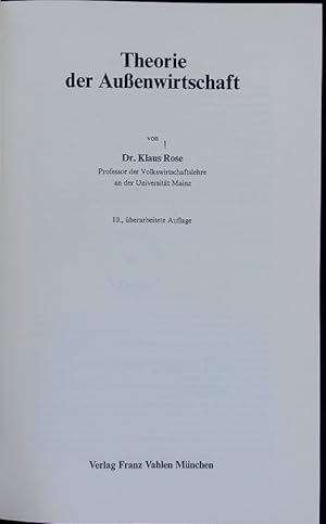 Seller image for Theorie der Auenwirtschaft. for sale by Antiquariat Bookfarm